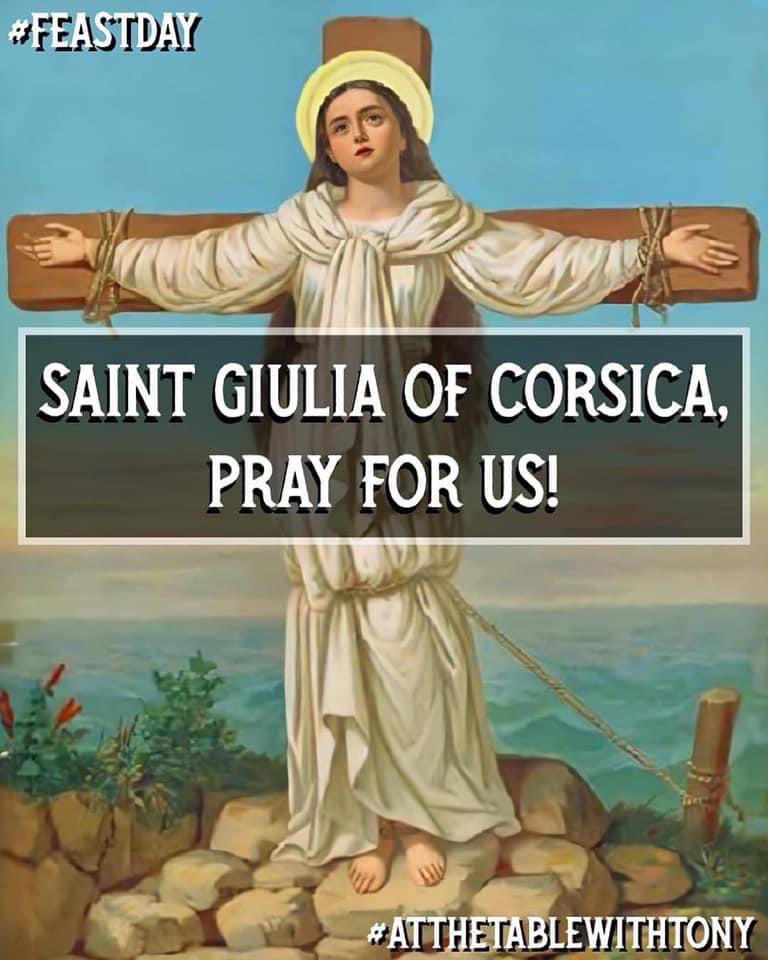 tonyatthetable's tweet photo. Saint Giulia of Corsica, Virgin & Martyr, pray for us! She is the #PatronSaint of the island of #Corsica; #Livorno in #Toscana; #MonasteroBormida (#Asti) in #Piemonte; #Padria (#Sassari) in #Sardegna; & #Salisano (#Rieti) in #Lazio. #FeastDay #AtTheTableWithTony https://t.co/Qn9TDOIcJm