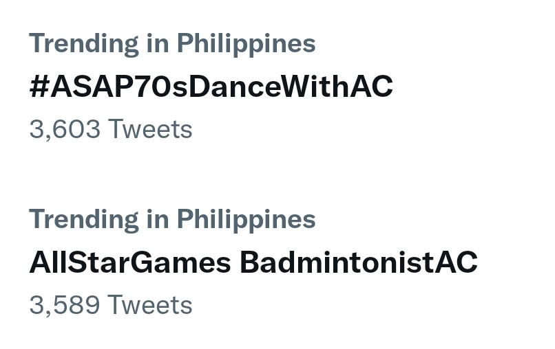 IsshiReeLlasos's tweet photo. trend update!

AllStarGames BadmintonistAC
#ASAP70sDanceWithAC https://t.co/mxGHtf8yXZ
