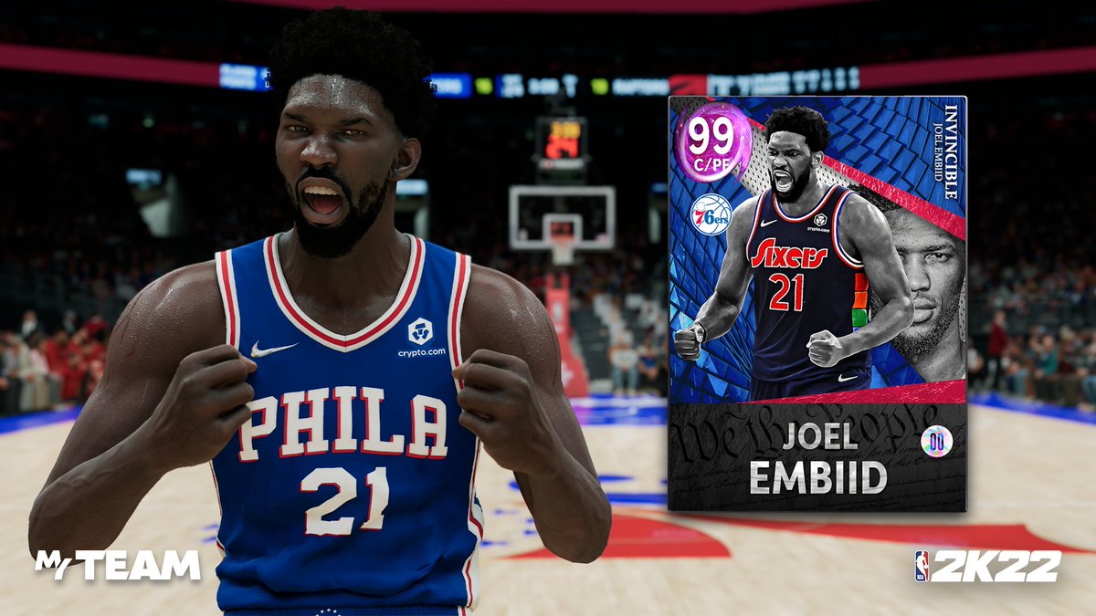 NBA2KMyTEAM's tweet photo. Invincible Joel Embiid is the Season 7 Challenger Mural collection complete reward 😤

Learn more about the Challenger Mural and Season 7 👇
https://t.co/MChqJgO0MY https://t.co/QKxgJLnoAQ