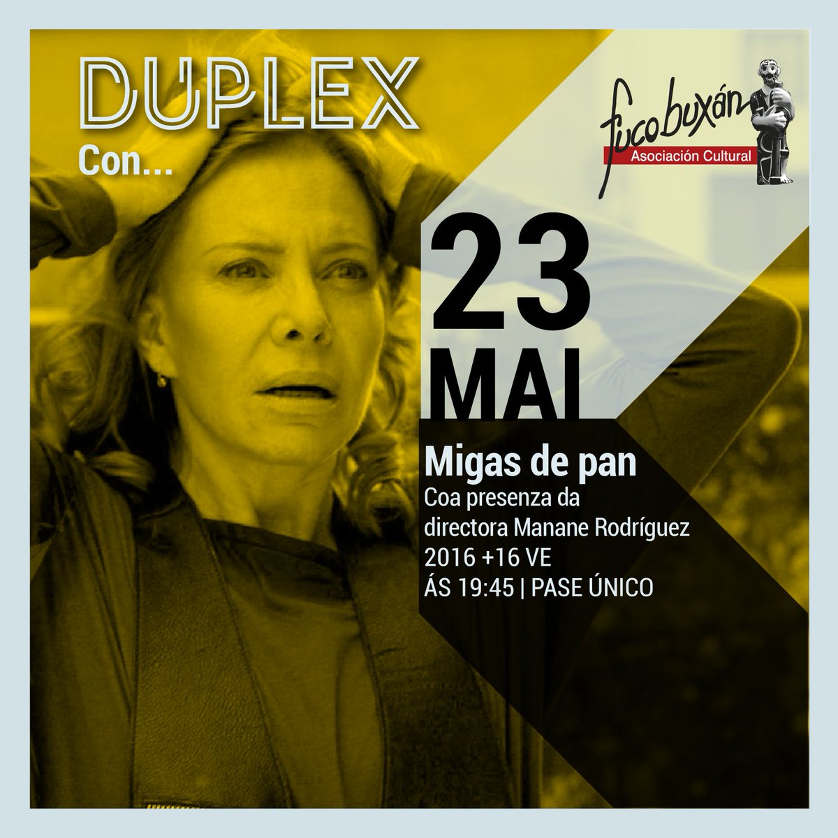 duplex_cinema's tweet photo. A asociación @FucoBuxan proponnos MIGAS DE PAN, baseado na historia real dunha presa política da última ditadura de Uruguai. Presenta a directora Manane Rodríguez. Para non perder!
https://t.co/uQ8it4tDQJ
#DUPLEXCON #Ferrol #xamalufilmes https://t.co/57ytWo9hZl