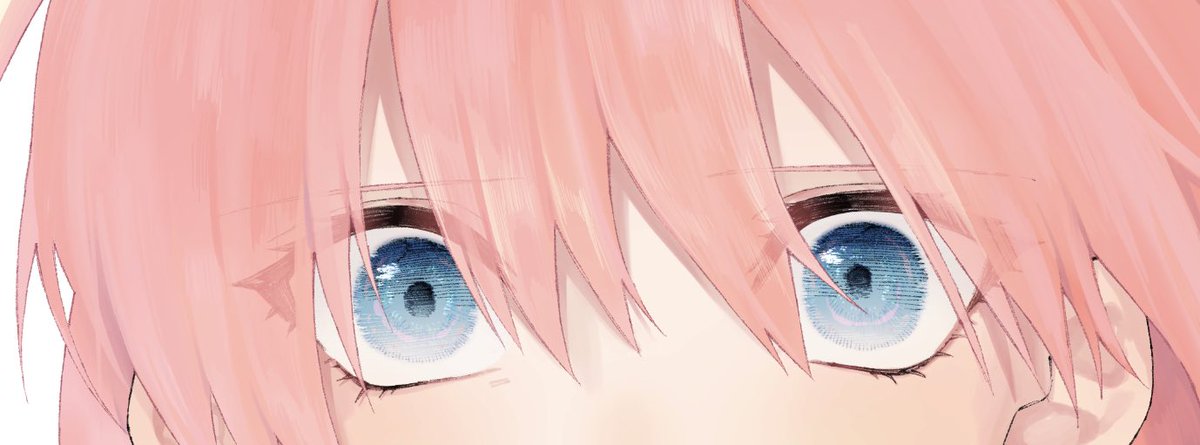 solo 1girl pink hair blue eyes eye focus looking at viewer white background  illustration images