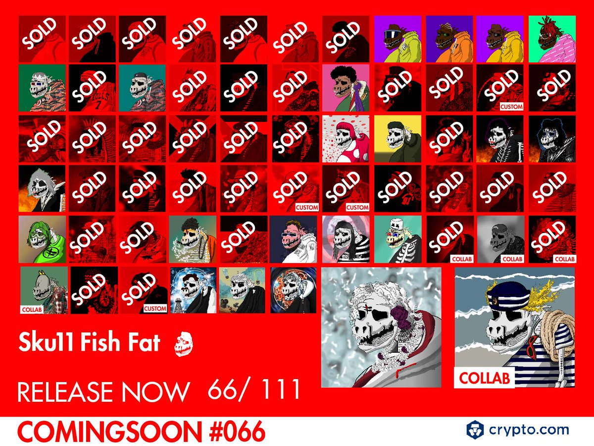 Update 🔥
Sku11 Fish Fat💀

✅ 1/1 Mint
📈  $10 Per mint

crypto.com/nft/collection…

#Cryptoart #Cryptocomnft #nftcrypto #NFT #NFTCollectors #nftdrop #nftcommunity #nftart #NFTCommunity #CRO   #crofam #LoadedLions #skulls #FishFatNFT #Sku11FishFat