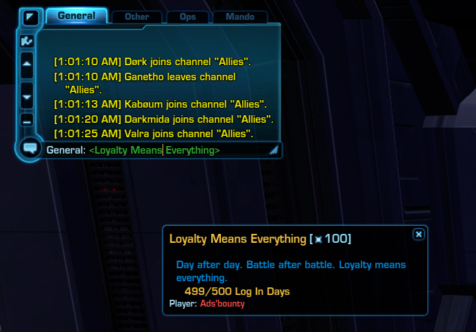 adsinmalgusland's tweet photo. SOOO CLOSE #swtor #cheevos ¨#loyalty

Just another hour or so and BAM. https://t.co/jUSkeQ4Wpl