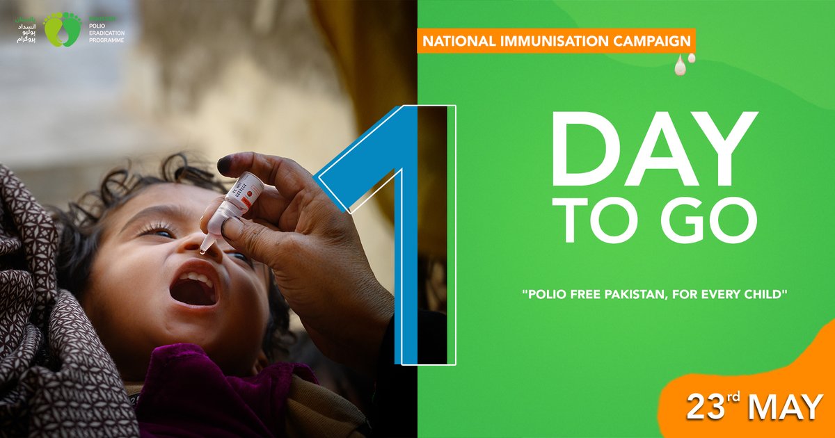 Nationwide vaccination campaign for a #poliofree🇵🇰 begins tomorrow❗

Your cooperation &amp; support will help our teams provide millions of children 👧🏻👦🏻 across Pakistan with the protection, health and future that they deserve ✨
#SpreadTheWord #Health #ForEveryChild
