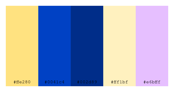 ColPaletteBot's tweet photo. Beep beep, here's a pretty color palette for you!
color-scheme.js parameters used:
- hue: 86
- variation: default
- colors: #ffe280, #0041c4, #002d89, #fff1bf, #e6bfff
Have a lovely day!
#twitterbot #colorpalette #colors #palette #prettycolors https://t.co/e7tGavXbbc