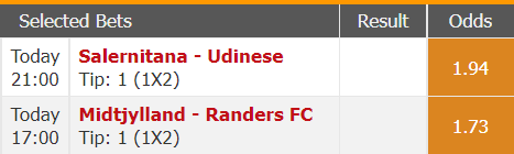 Point2Win's tweet photo. Double bet @ 3.35

Salernitana to win @ 1.94 🇮🇹⚽️⚽️

Hosts need to win to remain in the first league

Midtjylland to win @ 1.73 🇩🇰⚽️⚽️

Hosts looking for another 3 points for the championship battle 

#combo #serieA #Denmark  #championshipgroup https://t.co/9GxIaRBRYU