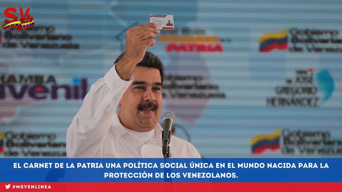MSVEnLinea's tweet photo. #SepaQué || El @CarnetDLaPatria fue una creación genial dentro del esfuerzo por articular y proteger con todas las Misiones y Grandes Misiones.

@MSVEnContacto @veQRSocial #TuiteroPatria #22May #DenunciaPorVenApp https://t.co/zqvlXBYRWe