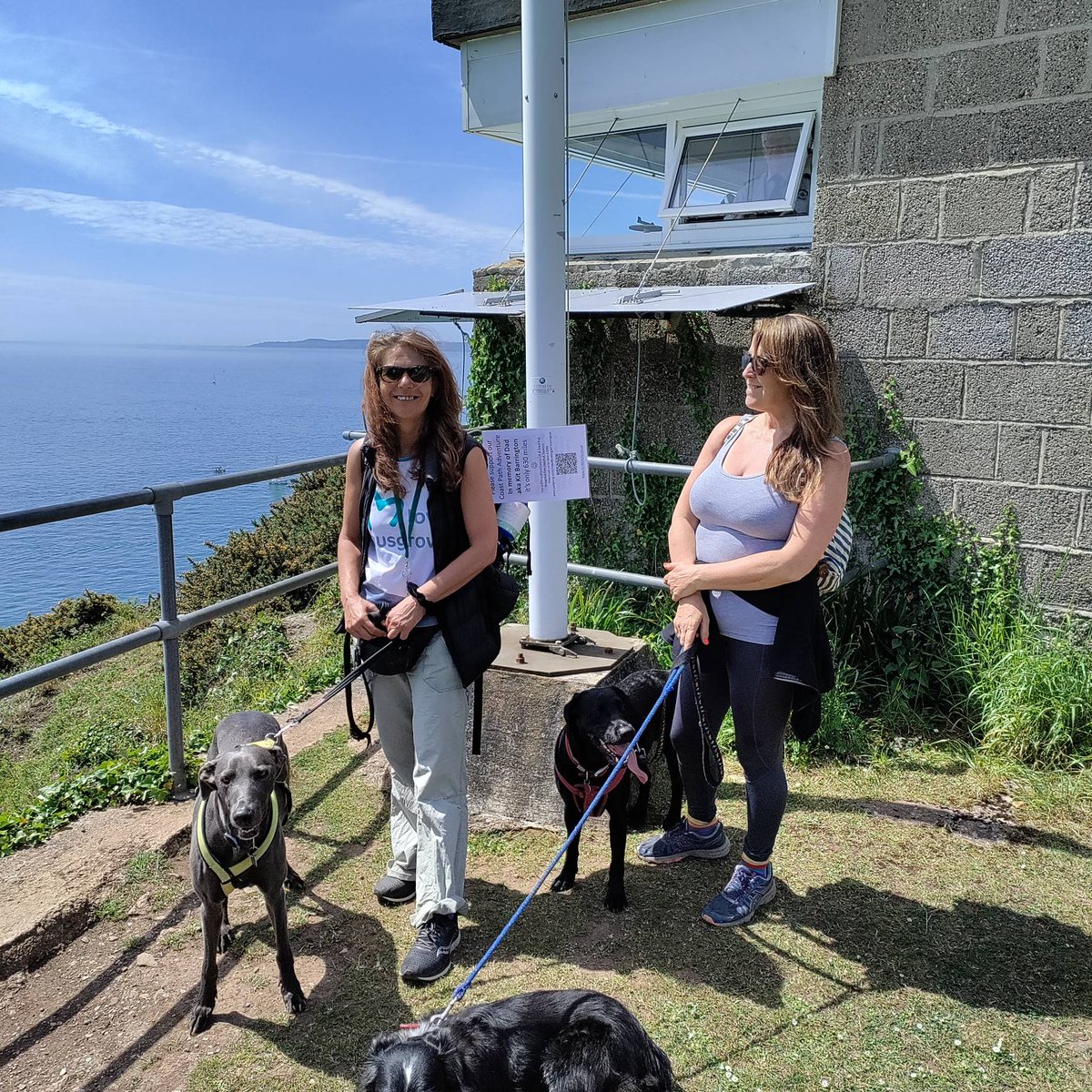 Visitors to Froward Point NCI  this morning. Walking the South West Coast Path in stages in memory of her father and raising funds for Musgrove Park Hospital (Taunton).  600 miles covered so far in 100 days of walking.