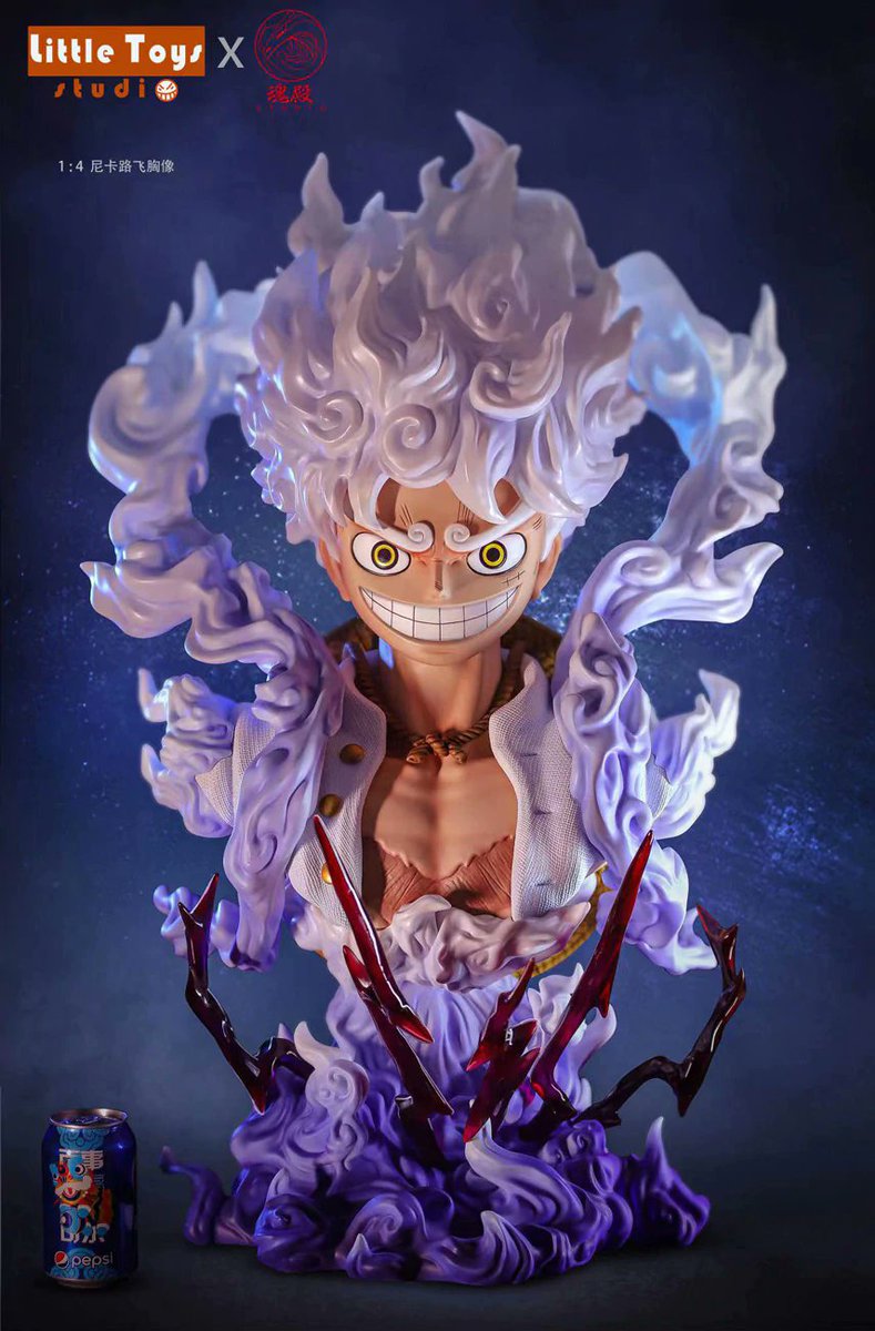 dailyopbot's tweet image. One Piece ☆ Monkey D. Luffy - LT Studios (Sun God Nika Luffy Bust Statue with LED)