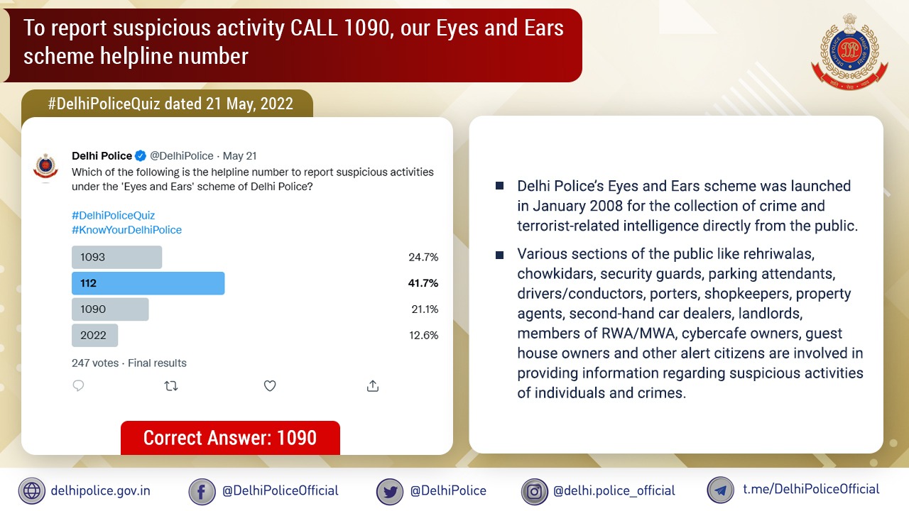 Delhi Police on Twitter "To report suspicious activity, 📞 1090, the