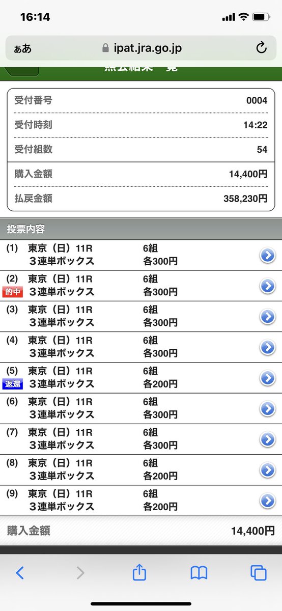 Marco_the_world's tweet photo. 競馬全く分からんけどオッズだけ見て適当に買ったら当たった(⌒-⌒; )
競馬とか簡単ですねー
＃オークス
#もっと賭けりゃよかった https://t.co/0XlI443rYt