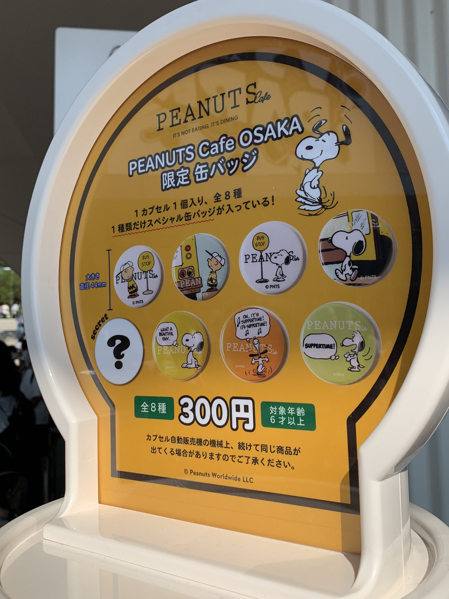 スヌーピー・ピーナッツカフェ大阪　コンプリート缶バッジ　8個セット 完売必至”スヌーピーの缶バッジコンプリートセットが「PEANUTS