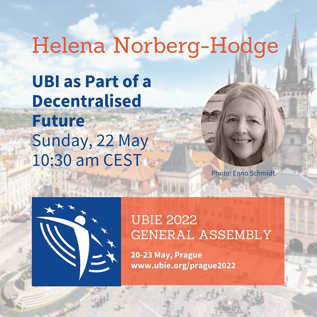 Helena Norberg-Hodge: “UBI as part of a decentralised future” youtube.com/watch?v=3cE94Y… #live Keynote speech at the UBIE General Assembly 2022 in Prague, with commentary by <a href="/KarlWiderquist/">Karl Widerquist</a> #ubie22 #ubie2022 #basicincome #UBI