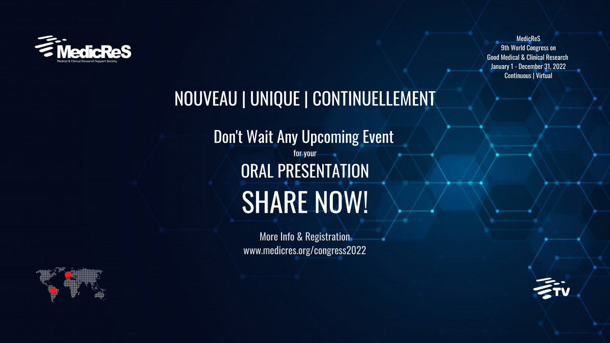 MedicReS's tweet photo. Oral presentation topics to be uploaded to #Conorap are open to almost all #therapeutic fields and our #medical, #dentistry, #pharmacy, #nursing, and other health #researchers.

More Info &amp; Registration: https://t.co/VlIH2A0xMe 

#MedicReS #Franceresearch #MedicReSWorldCongress https://t.co/aZHE6mEp8K