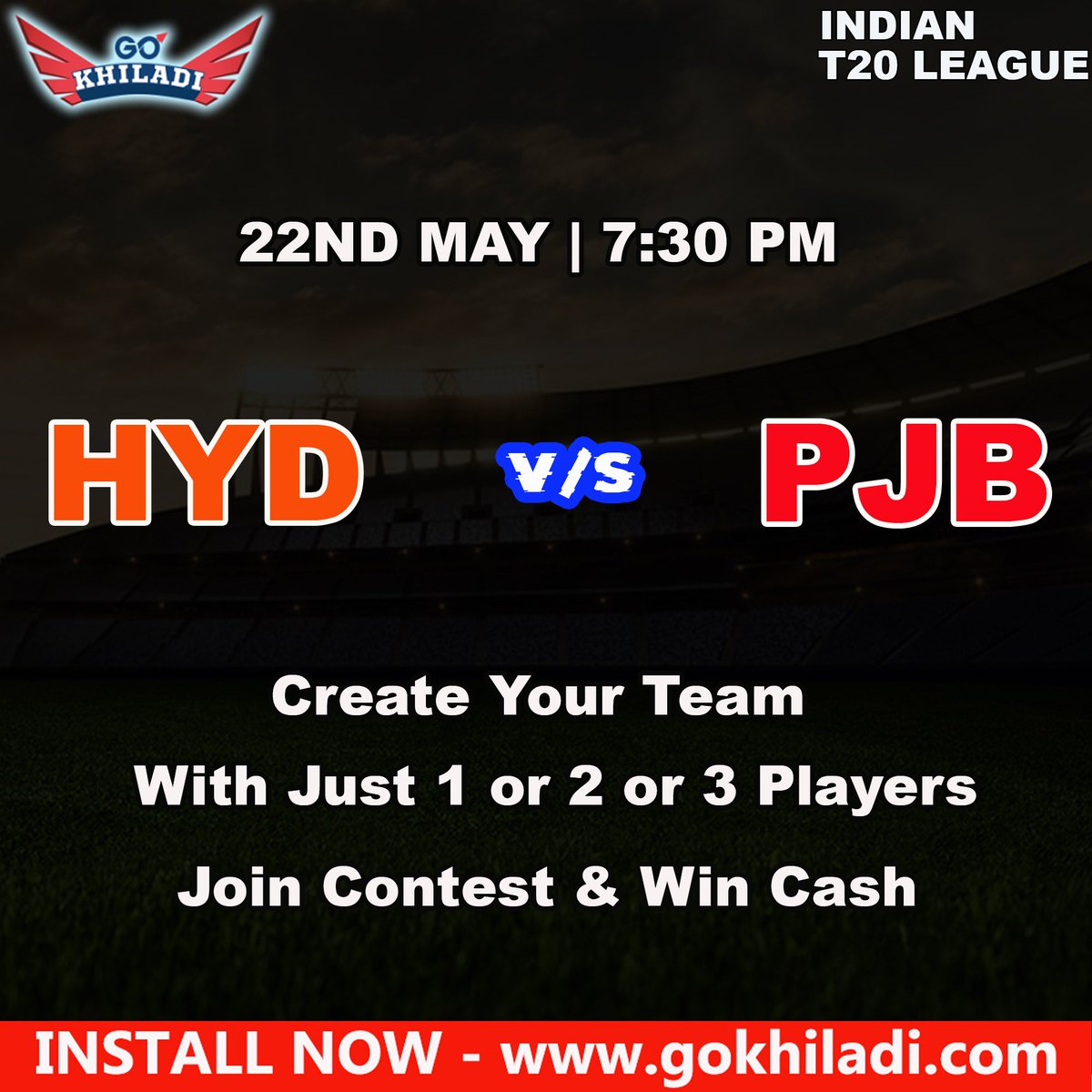 go_khiladi's tweet photo. #IPL2022: It's ️Hyderabad 🆚 Punjab tonight🏏Create Your Fantasy Team Now, only on #GoKhiladi & WIN CASH💰💰
⏩Download the app now & start winning
https://t.co/zd8RXgxn1w
#minifantasy #playfantasy #IPL #FantasyCricket #SRHvsPBKS https://t.co/kfCSVKBeDS