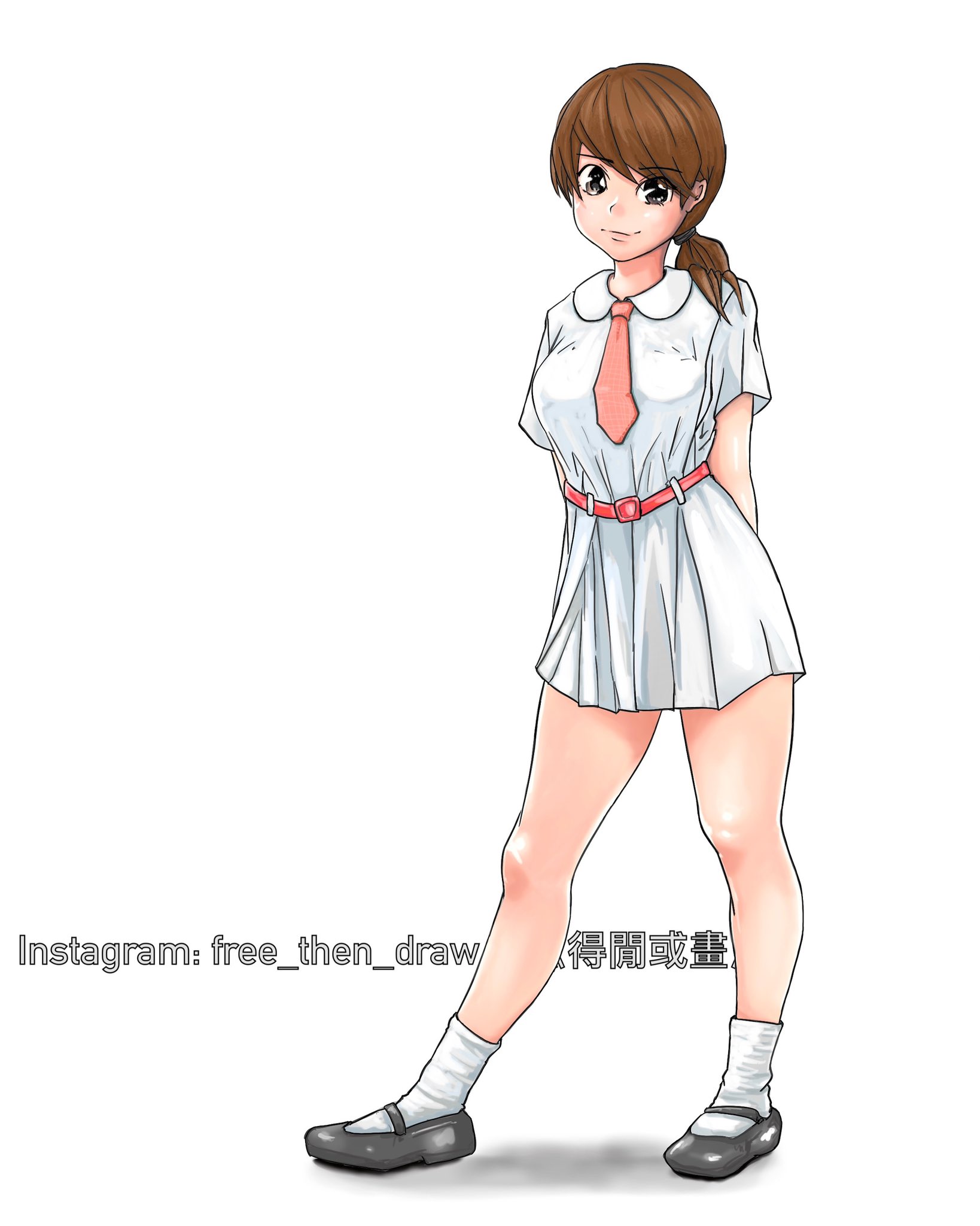 得閒或畫on X: 好耐之前畫架喇，大約15日前😂，算係用轉procreate後嘅第一幅。白裙真係幾有標誌性嘅香港校服。 香港學生妹