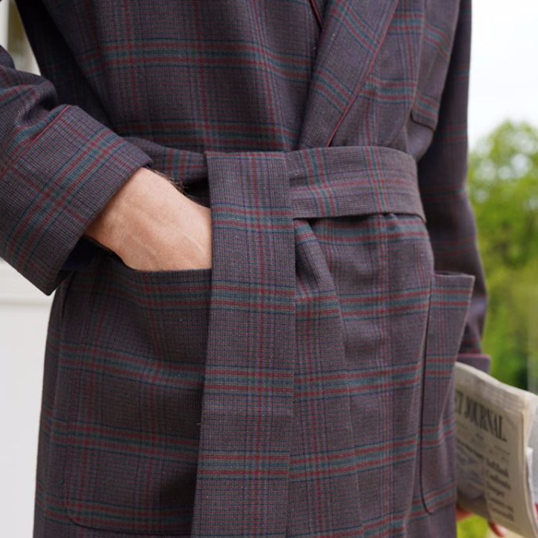 Perfect for cool spring mornings, our exquisite new cotton and wool blend dressing gown is carefully tailored to order from responsibly sourced materials in the UK #bonsoiroflondon #wool #handcrafted #madeinbritain
