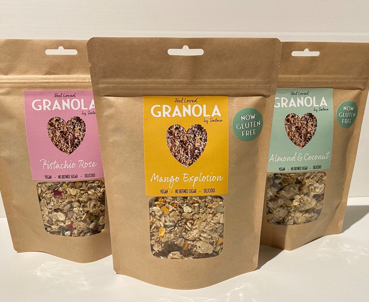 Granola By Salma the best way to start your day Delicious,Gluten-free, Vegan with no refined sugar! And with three flavours to try.instock at MIN commonground delapre #supportlocal #buylocal #northamptonshire #granola #vegan #madelocal #northampton