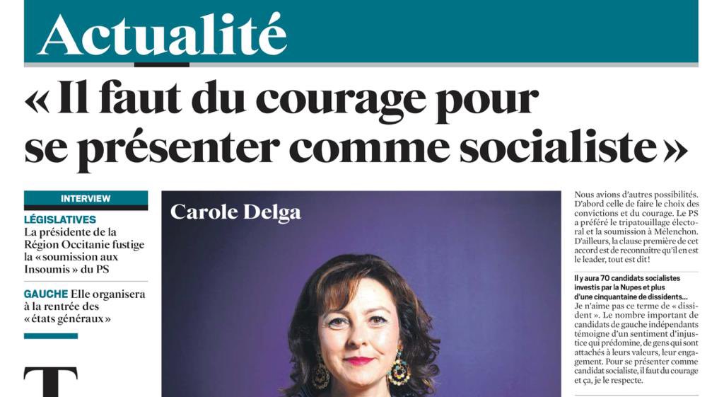 CaroleDelga's tweet photo. Tout mon soutien aux 140 candidats socialistes, à leurs suppléants, et à ceux qui portent haut les valeurs de la gauche républicaine, laïque, écologiste et européenne dans cette campagne.
Nous avons besoin de députés ancrés dans nos territoires. https://t.co/jf8DERGyvR