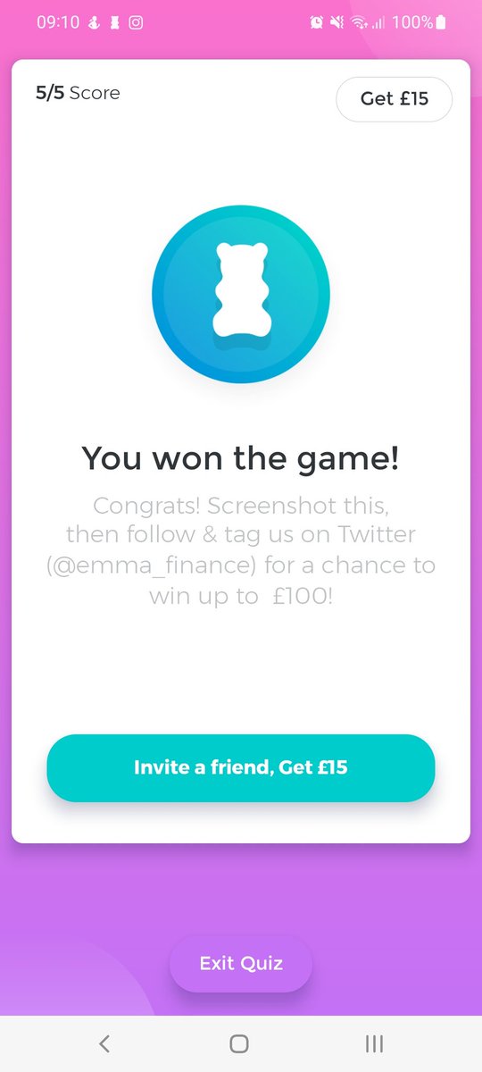 emmasigley's tweet photo. @emma_finance Finally managed to 5/5 on your quiz! 🥰 https://t.co/u6JQX01HvD