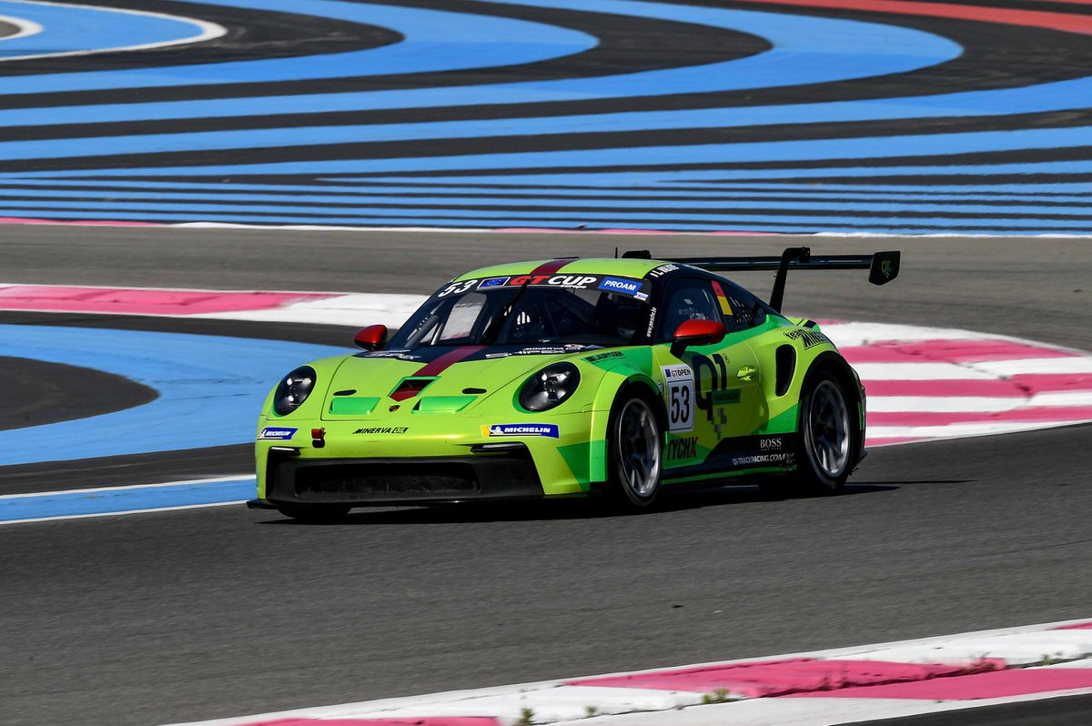 GTCupOpen's tweet photo. Dirk Schouten claimed pole position with a late flurry of fast laps! A positive day could be ahead for he and Lukas Valkre in the #53! 

#GTCupOpen 🇫🇷 https://t.co/s9adfNuDxU