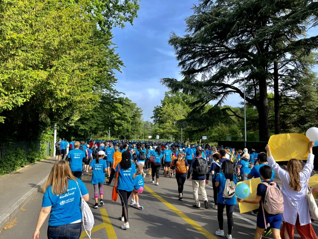 Great to kick off #WHA75 with @WHO’s ‘#WalkTheTalk: the #HealthForAll Challenge’ this sunny Sunday morning! ☀️ #BeatNCDs #Sport4Health #Youth4Health