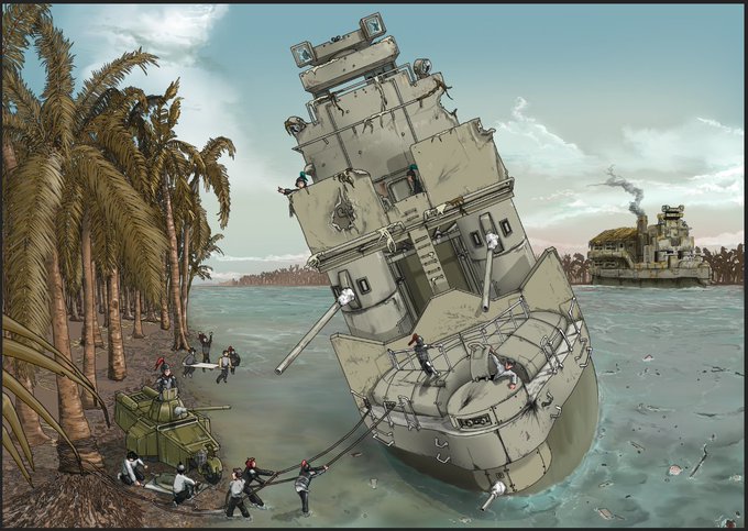軍艦イラストのtwitterイラスト検索結果