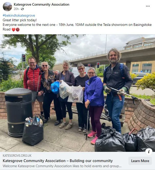Good work Katesgrove Community Association on your work to improve Katesgrove supported by new Green councillors Doug Cresswell and Louise Keane (right of the photo). Everyone welcome to the next one - 18th June, 10AM outside the Tesla showroom on Basingstoke Road