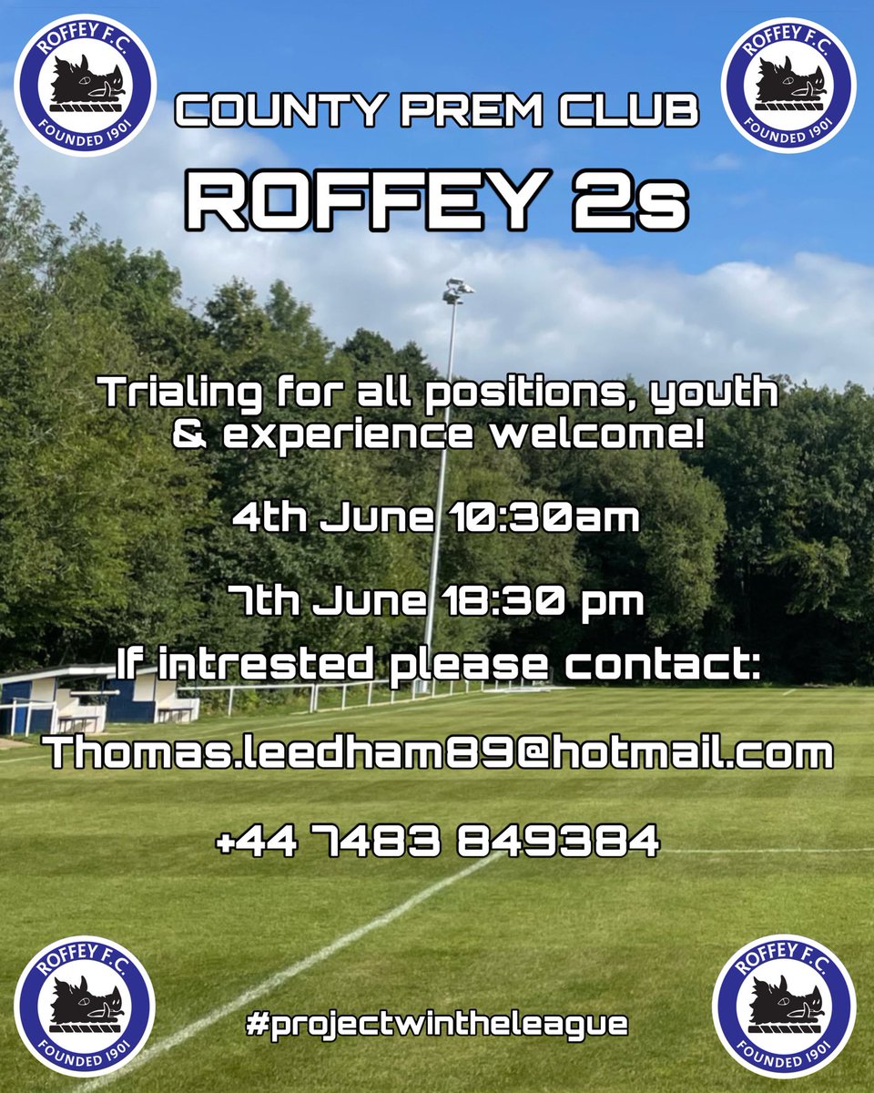 RoffeyFC's tweet photo. ROFFEY 2nds TRIALS https://t.co/WaYzgrbPAj