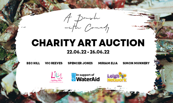 A charity art auction featuring work by comedians <a href="/VicReeves1/">The Real Vic Reeves</a>, @MiriamElia1, <a href="/spendals/">Spencer Jones</a>, <a href="/BecHillComedian/">Bec Hill</a> and <a href="/SimonMunnery/">simon munnery</a>: bit.ly/3MHGy7l