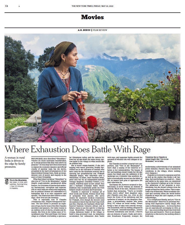Fire In The Mountains is a new @nytimes Critics Pick. A.O. Scott calls it “tough- minded and open hearted debut” and makes comparisons to the great neorealist #VittoriaDeSica’s Shoeshine Review in the print edition of #NYT