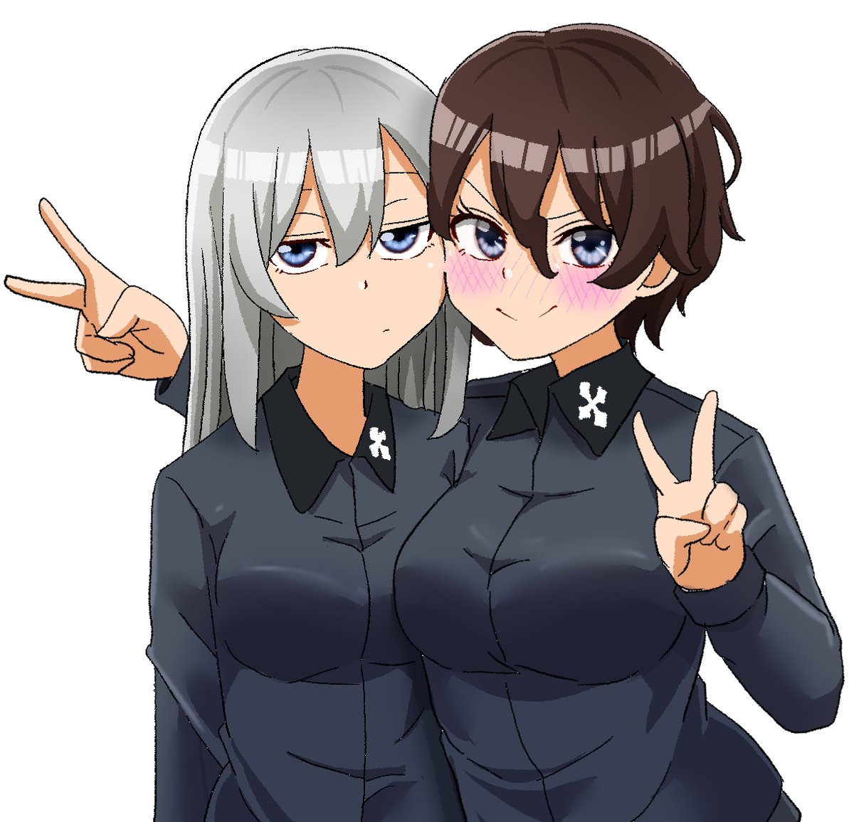 赤星小梅 ,逸見エリカ 「ドヤ梅エリちゃん(*'з`)リファイン
#ガルパン 」|みなづきのイラスト
