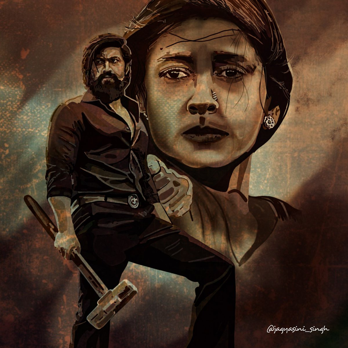 Jagyasini_Singh's tweet photo. Bairya!... Raja Krishnappa Bairya! ✨
In frame : @thenameisyash @jois_archie
Created on : @ibisPaint
Illustrator : @jagyasini_singh
Tool : index finger ☝️🏻🙃
#RockyBhaiFandom #KGFFandom #KGFChpater2 https://t.co/vEjYLSKzgb