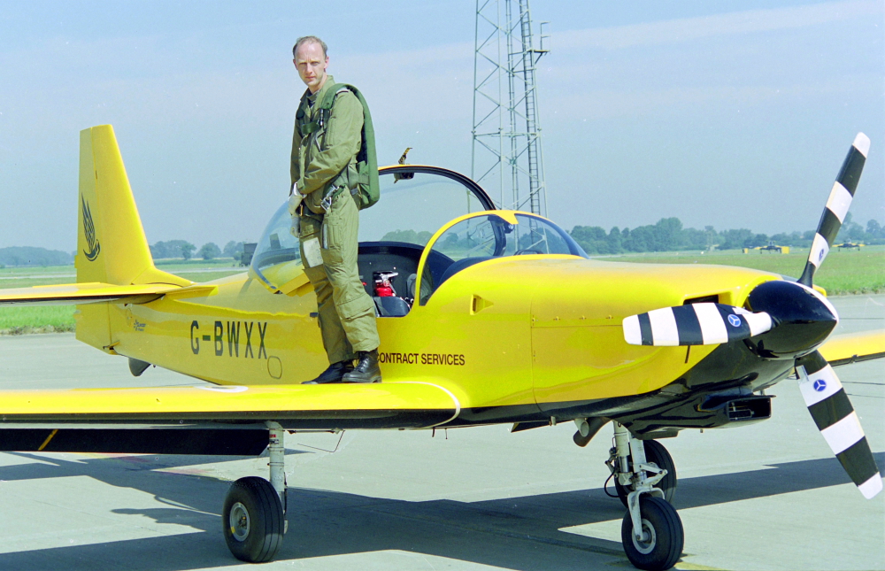 Some of the trainers, old and new at the 80th celebrations of 1 FTS at Linton-On Ouse in 1999.(TL) Avro 504k (TR) Strikemaster-Red JP.Mk3a on right, check wingtips shadow (BL) Italian A/F MB339CD (BR) Slingsby Firefly...👍🇺🇦😇