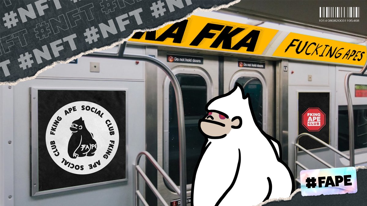 CryptoKidd__'s tweet photo. @MetaLadies_ A great morning from the metro station with #Fape…checkout @fapeclubnft1 and have a great day in the #FapeClub 🦍 #NFT https://t.co/rFecPqOYS0