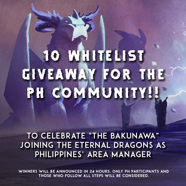 Codyboy101's tweet photo. Something to look forward to PH Fam! Event details will be posted tomorrow @ 9am PHT! @EternalDragons_ 

#EternalDragons #GameFi #NFTGames #PHCommunity #WhitelistGiveaway https://t.co/vICgeE0pNk