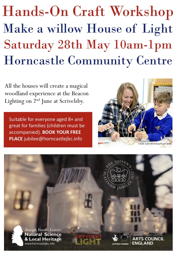 HHHSoc's tweet image. Less than a week to go until this community workshop making Houses of Light for the #PlatinumJubilee Beacon at Scrivelsby! Book your free place now via jubilee@horncastlejbc.info #LetsCreate @SirJosephBanks @DifferentL @ace_midlands #LincsConnect