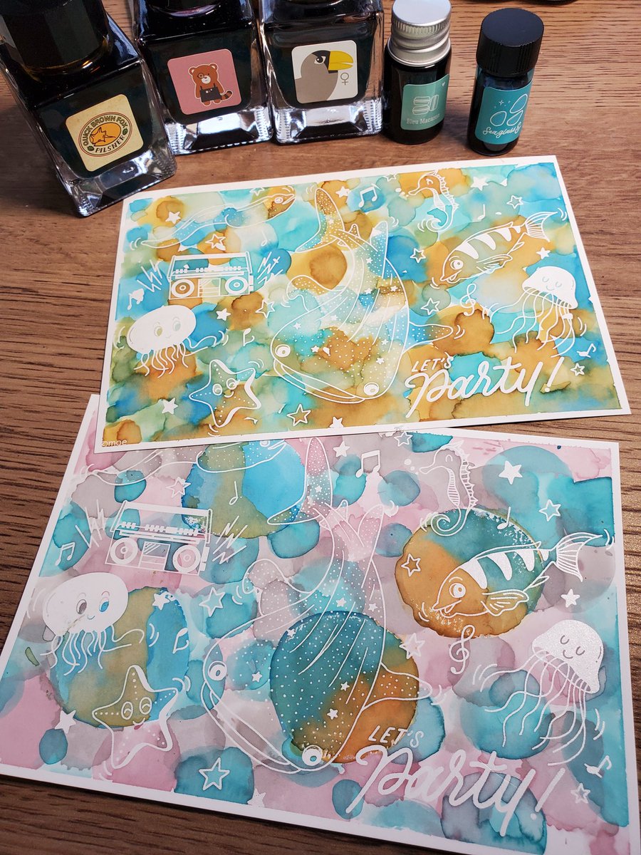ke_co_ltd's tweet photo. moeさんの #ぬりたくり絵 カードを
moeさんのインクで!!

#とのりむ
#seaglass
#QuickBrownFox

#イカル
#インクガチャ4
#Bluemacaron https://t.co/qeNjE6u704