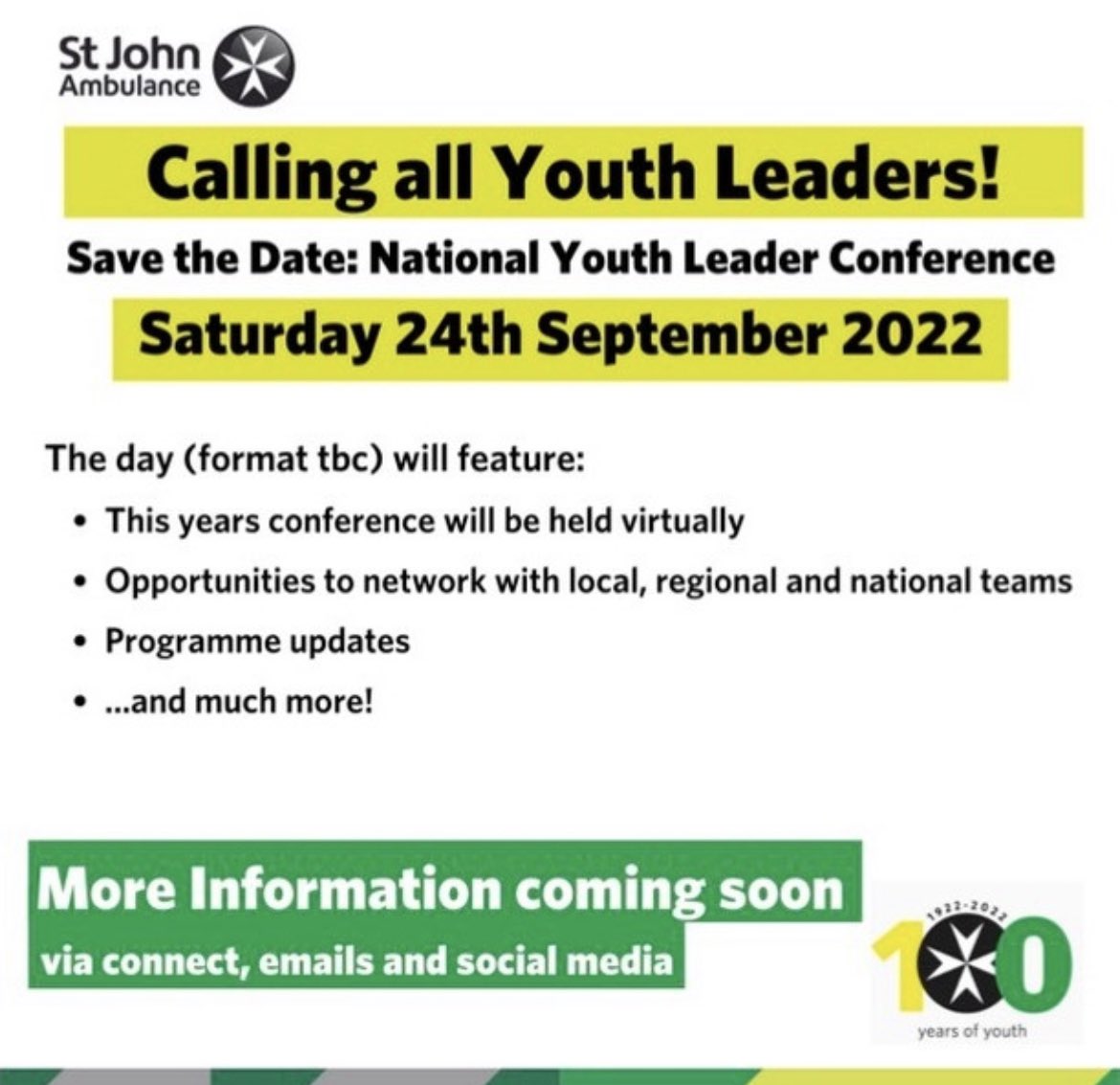 Save the date!! National Youth Leader Conference
