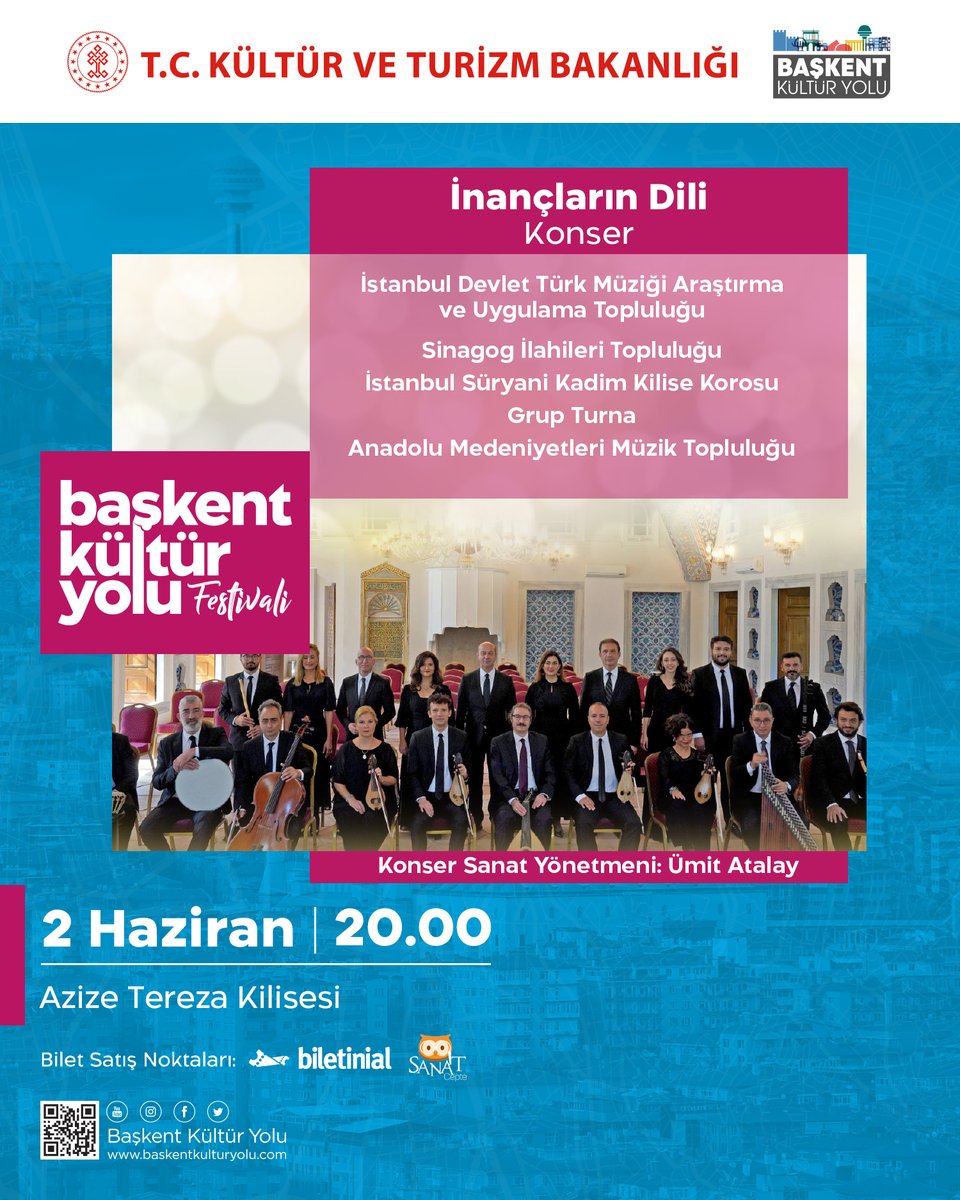 ankarakyf's tweet photo. Farklı inançlardan müzik toplulukları bir arada!

İnançların Dili Konseri, 2 Haziran'da, Azize Tereza Kilisesi'nde 🎼🎶

Etkinlik biletleri için 👇

👉 @sanatcepte
👉 https://t.co/Cv3ANpQh9i 

🎶🎨🎙️🎭🎸🖼️

#FestivalBaşkentte
#BaşkentKültürYolu https://t.co/wDk1RDkItT