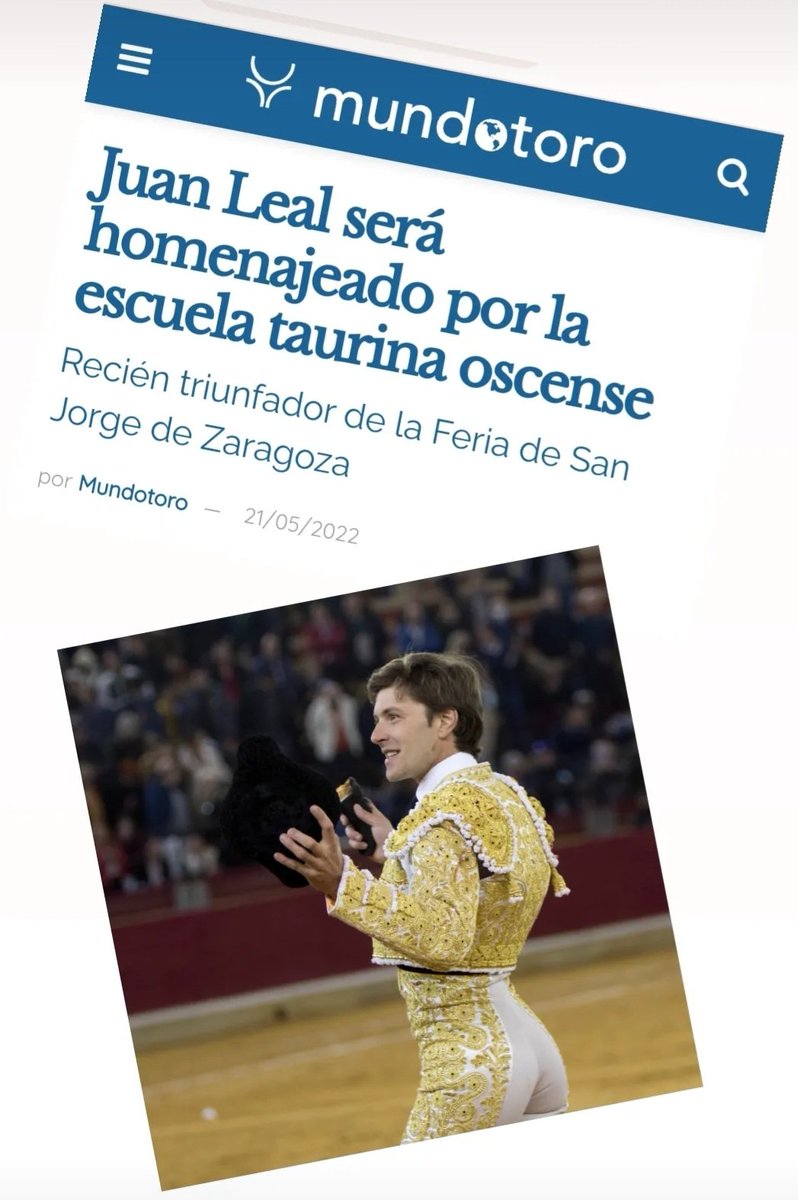 Info Juan Leal (@juanlealweb) on Twitter photo Juan Leal, tras sumarse a los jóvenes que tocan pelo en las primeras ferias, será homenajeado por la escuela taurina oscense.
mundotoro.com/noticia/torero…
<a href="/Mundotorocom/">mundotoro.com</a> Juan Leal, tras sumarse a los jóvenes que tocan pelo en las primeras ferias, será homenajeado por la escuela taurina oscense.
mundotoro.com/noticia/torero…
<a href="/Mundotorocom/">mundotoro.com</a>