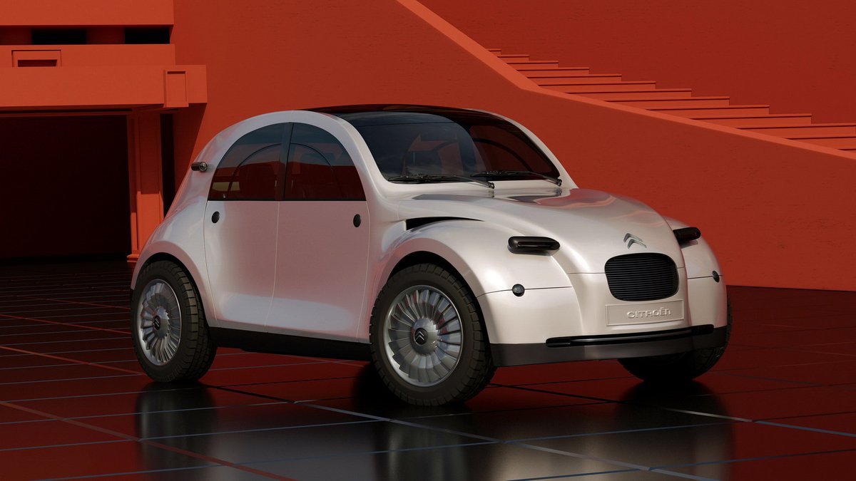 Highmotor's tweet photo. Citroën 2CV: así reimagina un aficionado el clásico en forma de EV https://t.co/LRANvkP9p6 #2CV #Citroen #CochesEléctricos #Compactos #GamaVersiones #Renders https://t.co/iUFM53AJvl