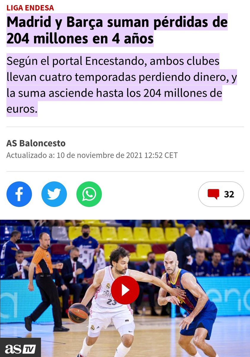 Jose Menendez Zapico (@zapi) on Twitter photo Me provoca cierta ternura ver a los aficionados del Real Madrid pedir empatía al resto cuando un club-estado les estropea un fichaje.
No se dan cuenta que para el resto de equipos de basket de España ellos ( y el FCB ) han sido esos club-estado durante los ultimos 30 años ? Me provoca cierta ternura ver a los aficionados del Real Madrid pedir empatía al resto cuando un club-estado les estropea un fichaje.
No se dan cuenta que para el resto de equipos de basket de España ellos ( y el FCB ) han sido esos club-estado durante los ultimos 30 años ?