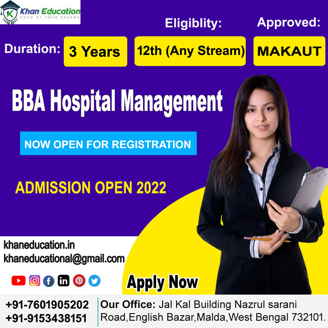 BBA in Hospital Management 2022 (Admission Open)
For Inquiry No:-
(+91) 7601905202
Helpline No :-
(+91) 9153438151
khaneducation.in
khaneducational@gmail.com
#BBAinHospitalManagement
#Btechcsedatascience
#bsccriticalcare
#bscdatascience
#AdmissionConsultant