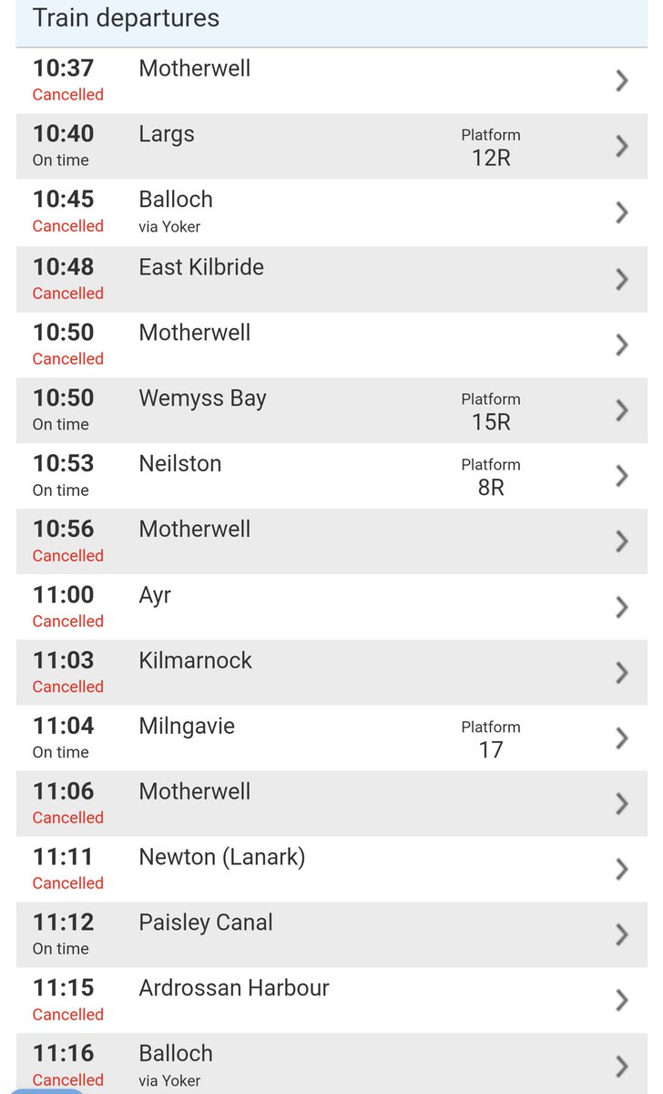 Glasgow Central departure board. Another SNP success story.