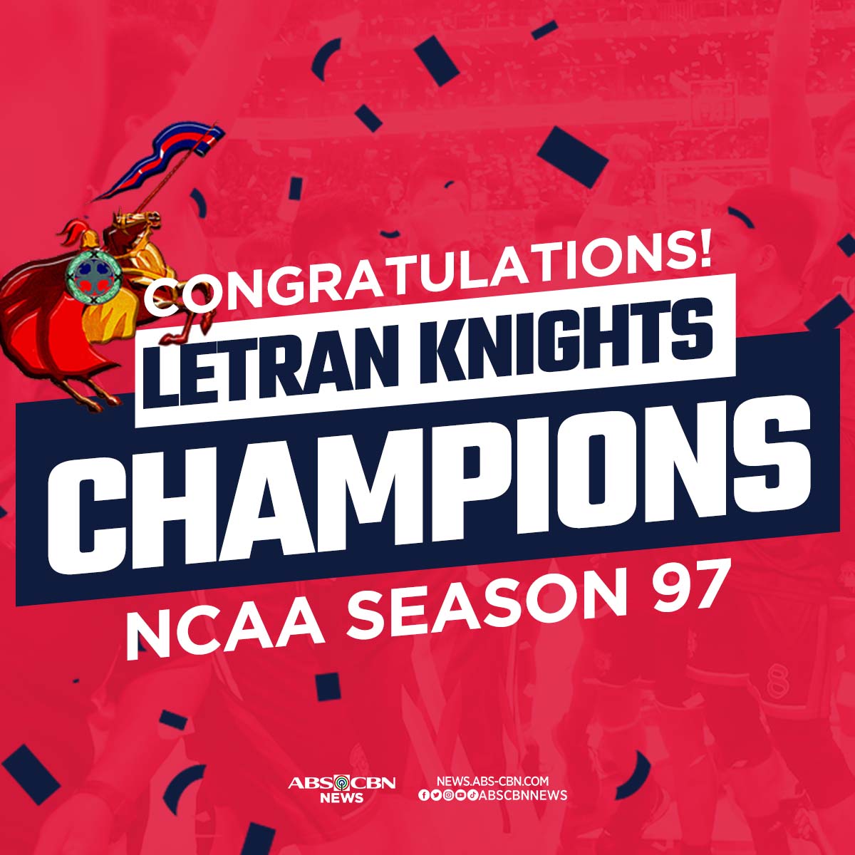 BACK TO BACK!

The Letran Knights defeat the Mapua Cardinals 75-65 to win the NCAA 97 men’s basketball championship on Sunday. | Story to follow