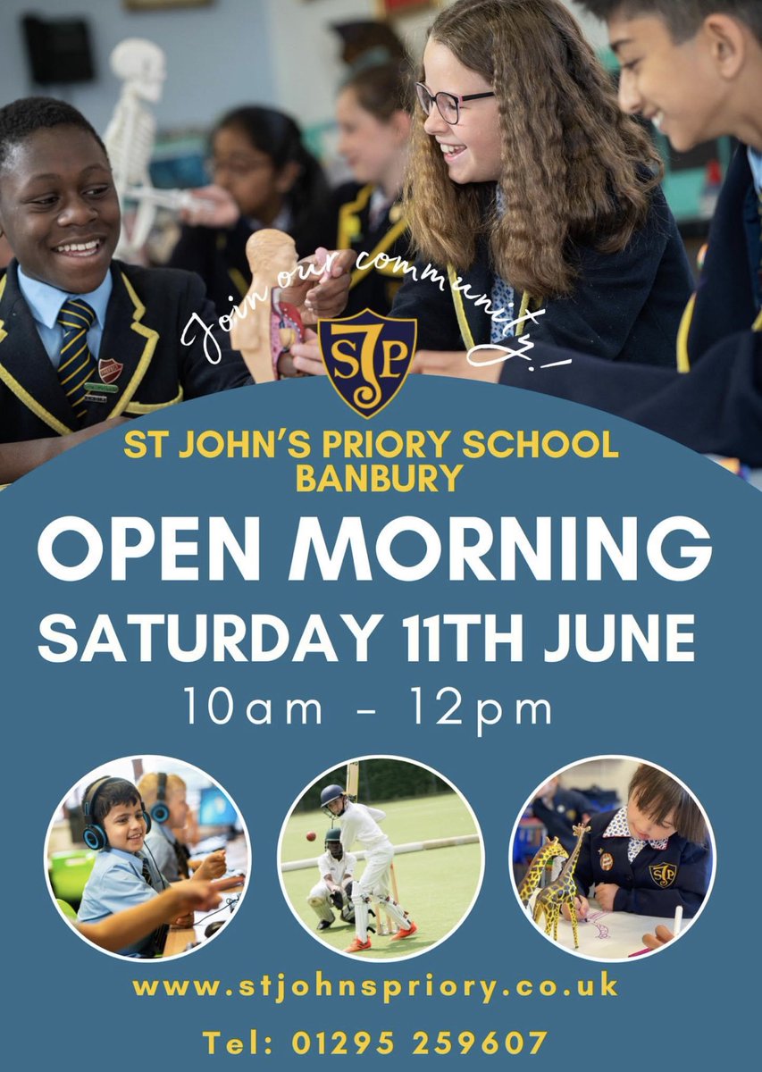 Not long now until our summer open morning. If you think you know what an independent school looks like but you haven’t visited us yet, come &amp; find out why local families choose us &amp; invest in their children’s education #Banbury #openmorning #sjpevents
