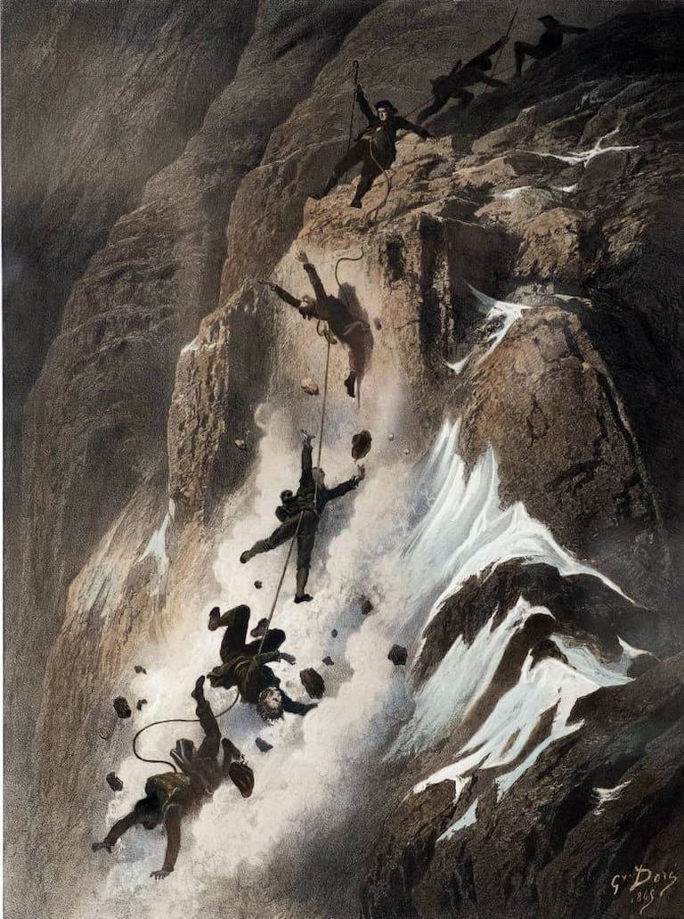 alpinelad's tweet image. 1855-1865 is the golden age of Alpine mountaineering in Western Europe. End of 18th century, with money pouring in from colonies like India, more rich Brits climbed Alps hiring local French, Swiss peasants to guide them towards the mountains and glaciers. #Zermatt #EdwardWhymper