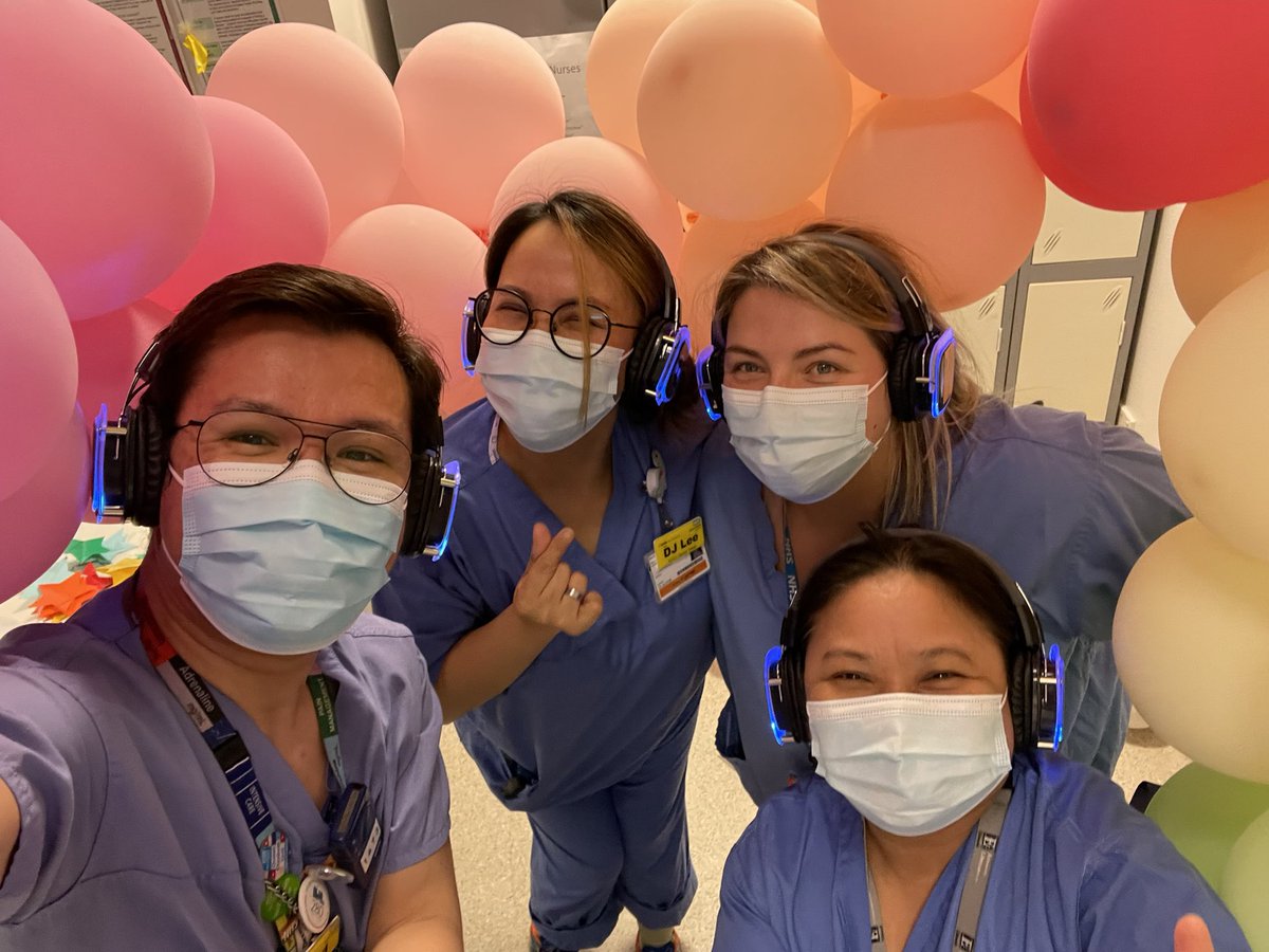 rhod_O's tweet photo. Silent disco-ing is the best way to end a night shift in @teamaccu #waystowellbeing #silentdisco #wellbeing #nurses #itunurses https://t.co/DuVGKR4Z72