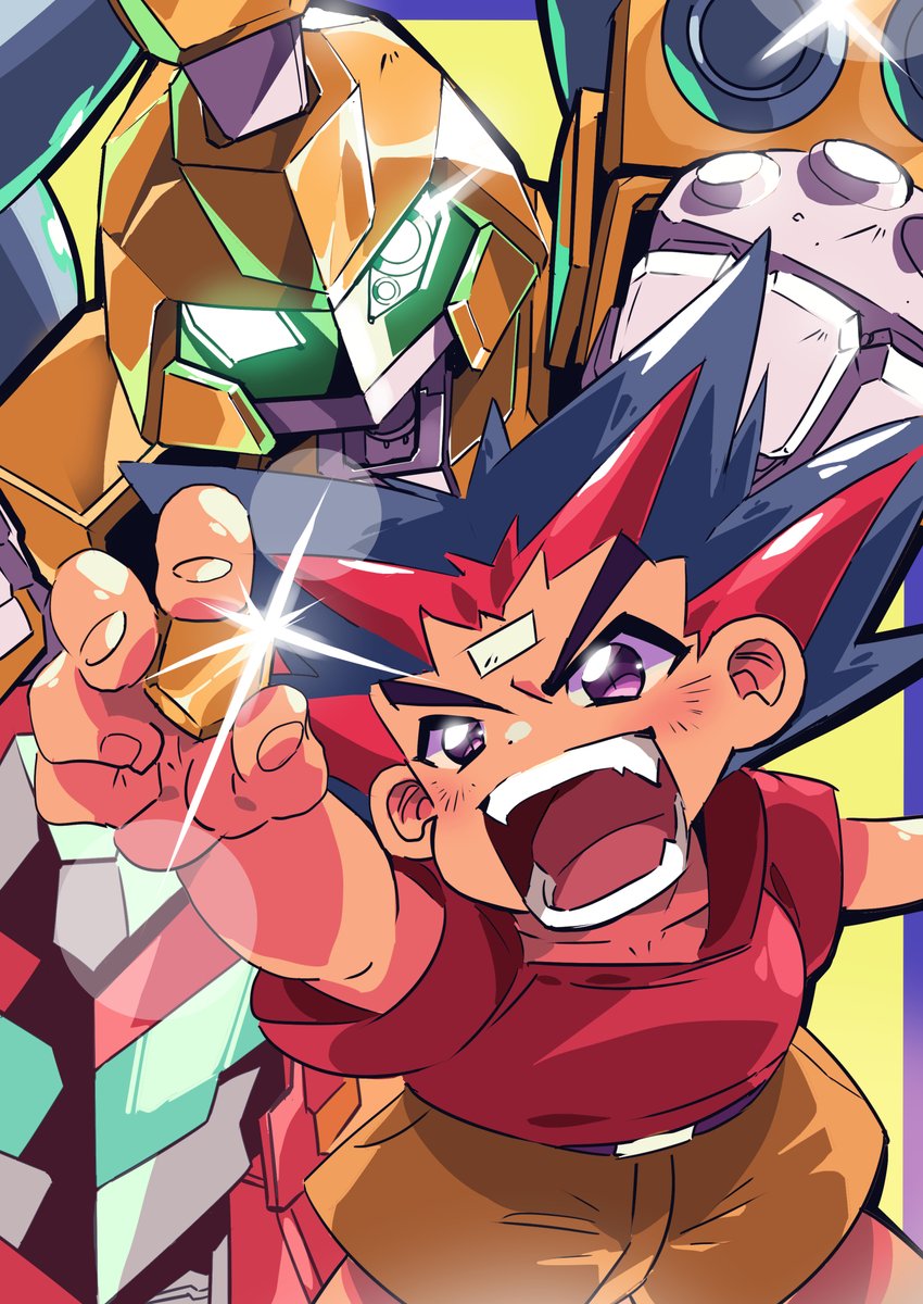 「みんな!!ロボトろーぜ!!!
#メダロット 」|ハチミツドリルのイラスト